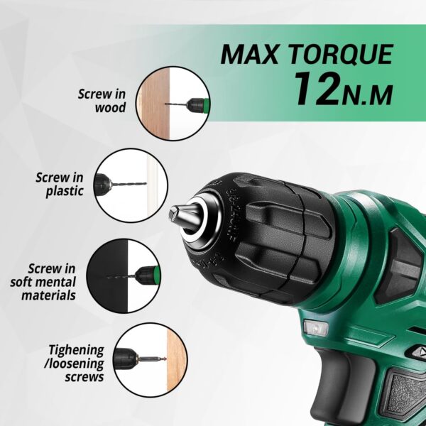 DEKOPRO Drill Set: 8V Green Cordless Drill
