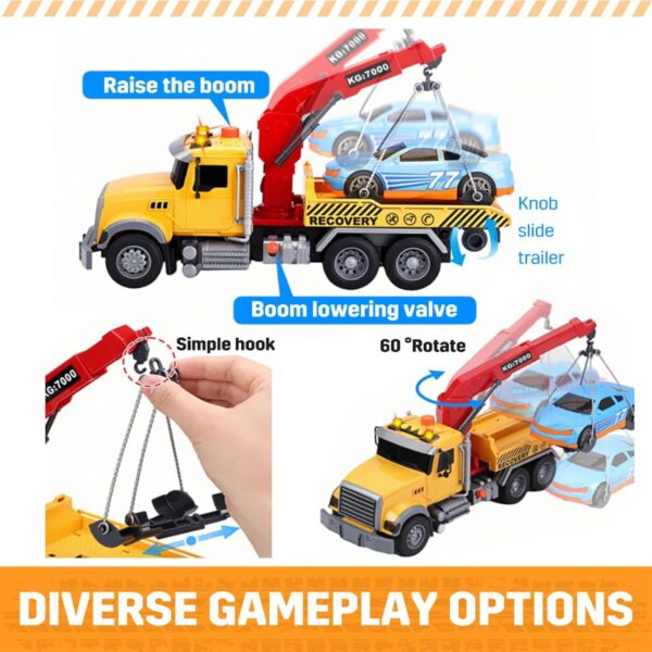 Large Tow Truck Toy, Friction Powered Transport Truck - Image 4