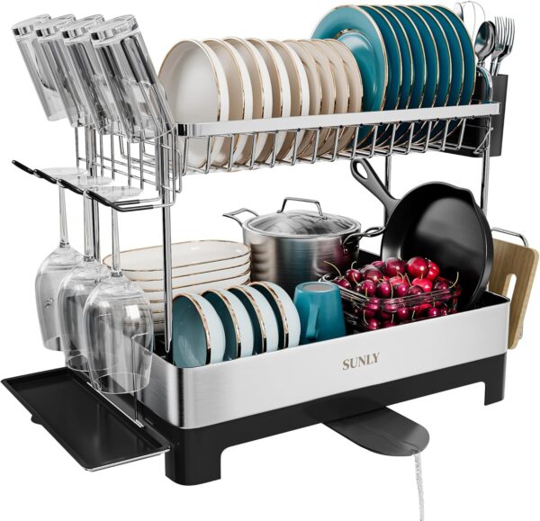 SUNLY 2 Tier Dish Drying Rack, Extra Large Dish Rack - Image 2