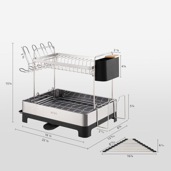 SUNLY 2 Tier Dish Drying Rack, Extra Large Dish Rack - Image 4