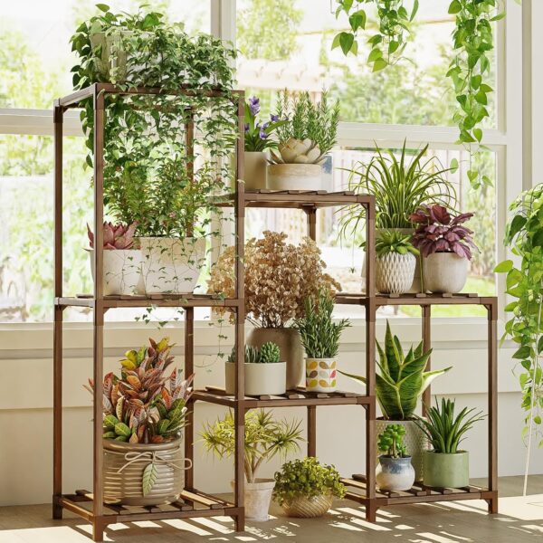 Bamworld Plant Stand Indoor Plant Shelf Outdoor